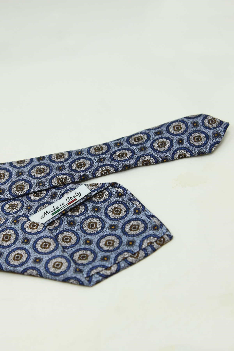 Açık Mavi Motif Desen İtalyan İpek Kravat İK2492