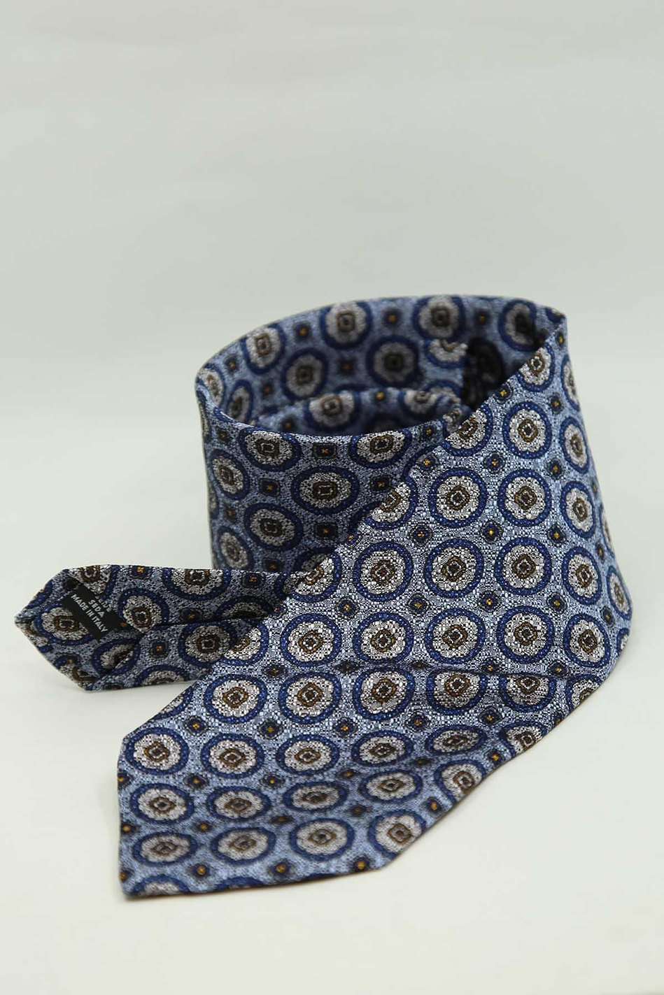 Açık Mavi Motif Desen İtalyan İpek Kravat İK2492