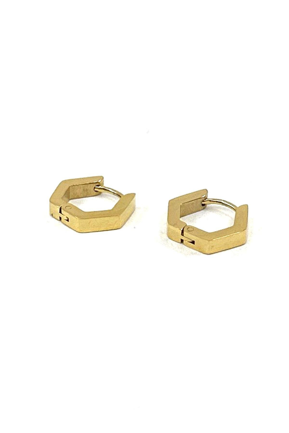 Altın Renk Altıgen Unisex Küpe EAR14