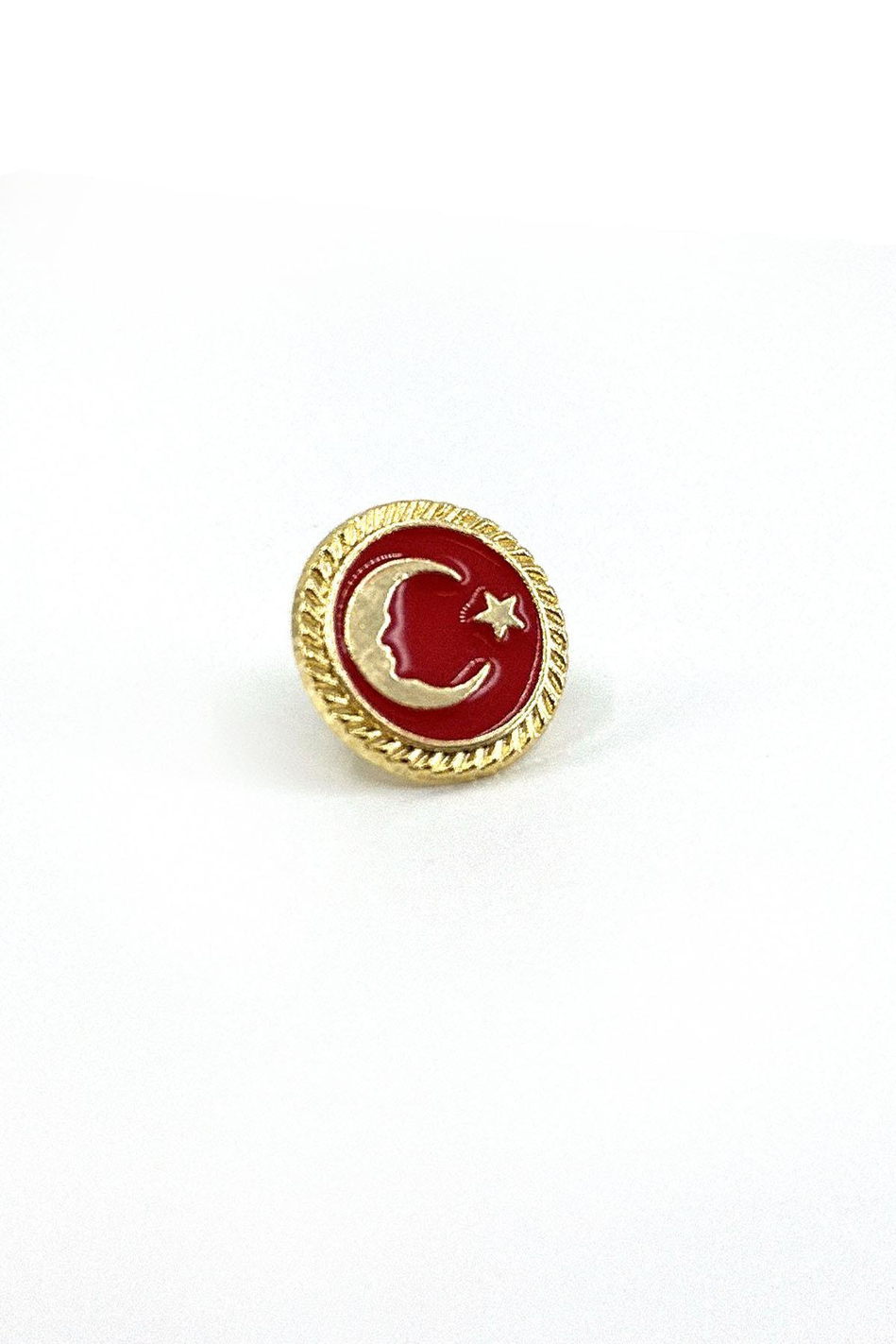 Altın Renk Ay Yıldız Atatürk Silüeti Yaka İğnesi YI410