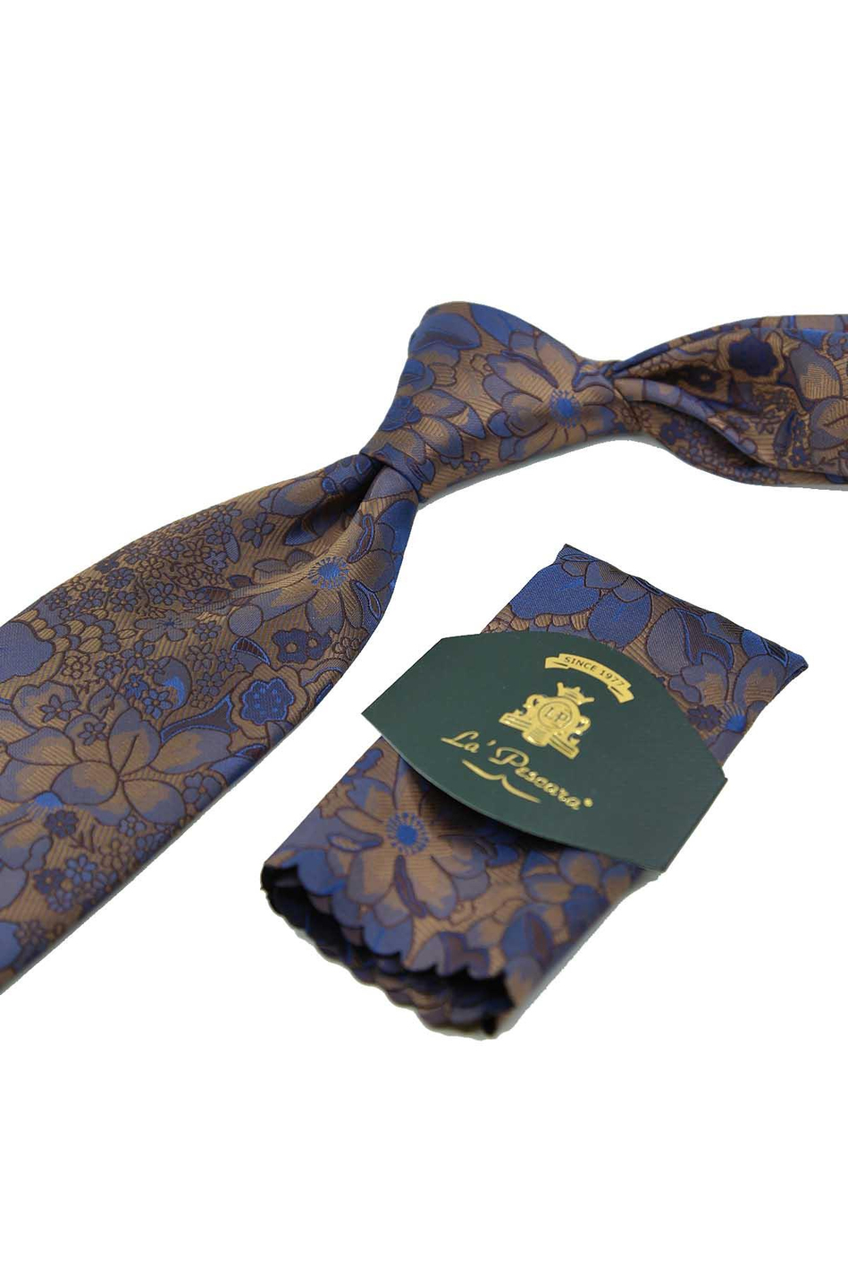 Altın Renk Çiçek Desen Mendilli Klasik Kravat KK12949