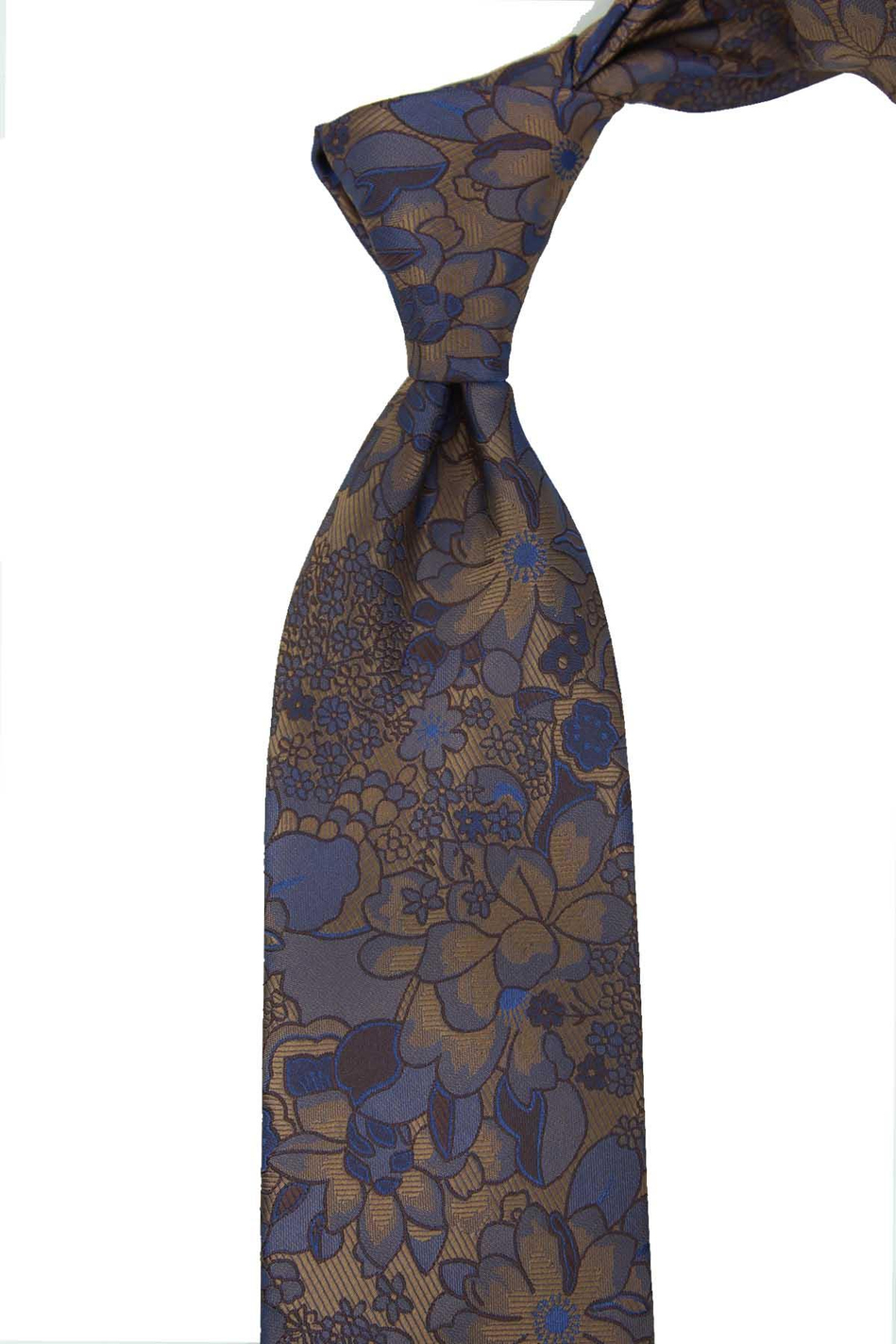 Altın Renk Çiçek Desen Mendilli Klasik Kravat KK12949
