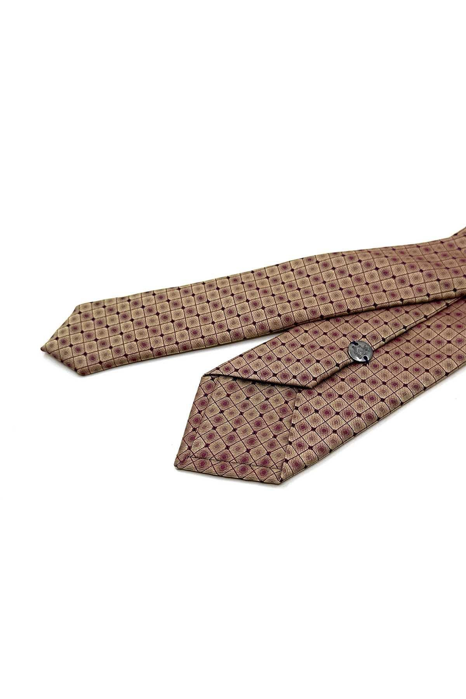 Altın Renk Kare Desen Slim Kravat SK7983