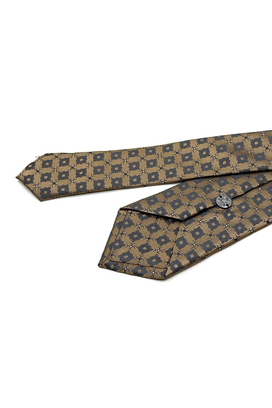 Altın Renk Kare Desen Slim Kravat SK7951