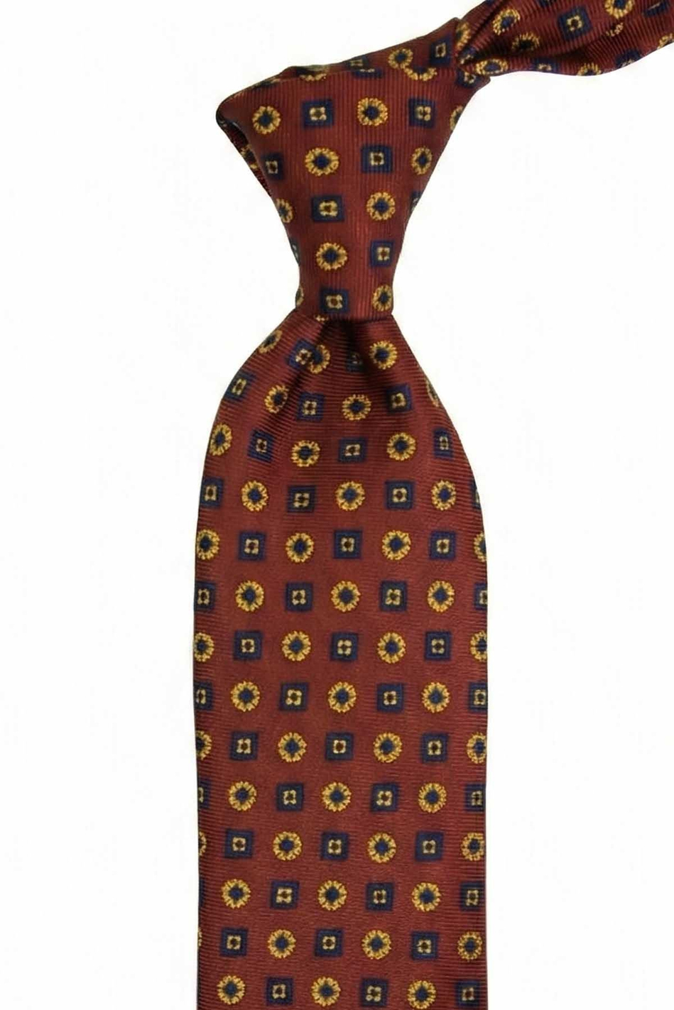 Arosio Style Kiremit Motif Desen İtalyan İpek Kravat İK2233