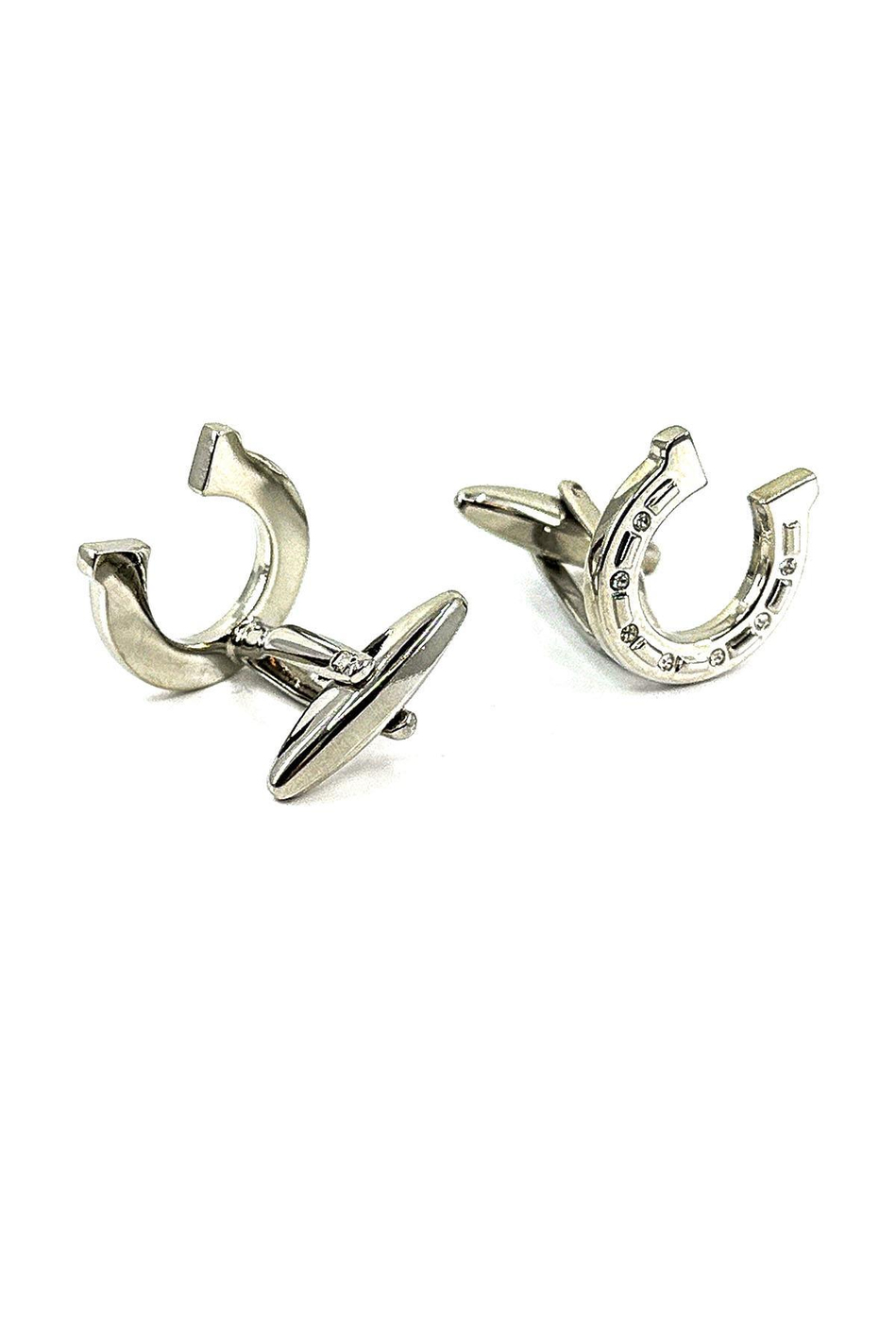 At Nalı Motif Gümüş Renk Taşlı Kol Düğmesi KD1615