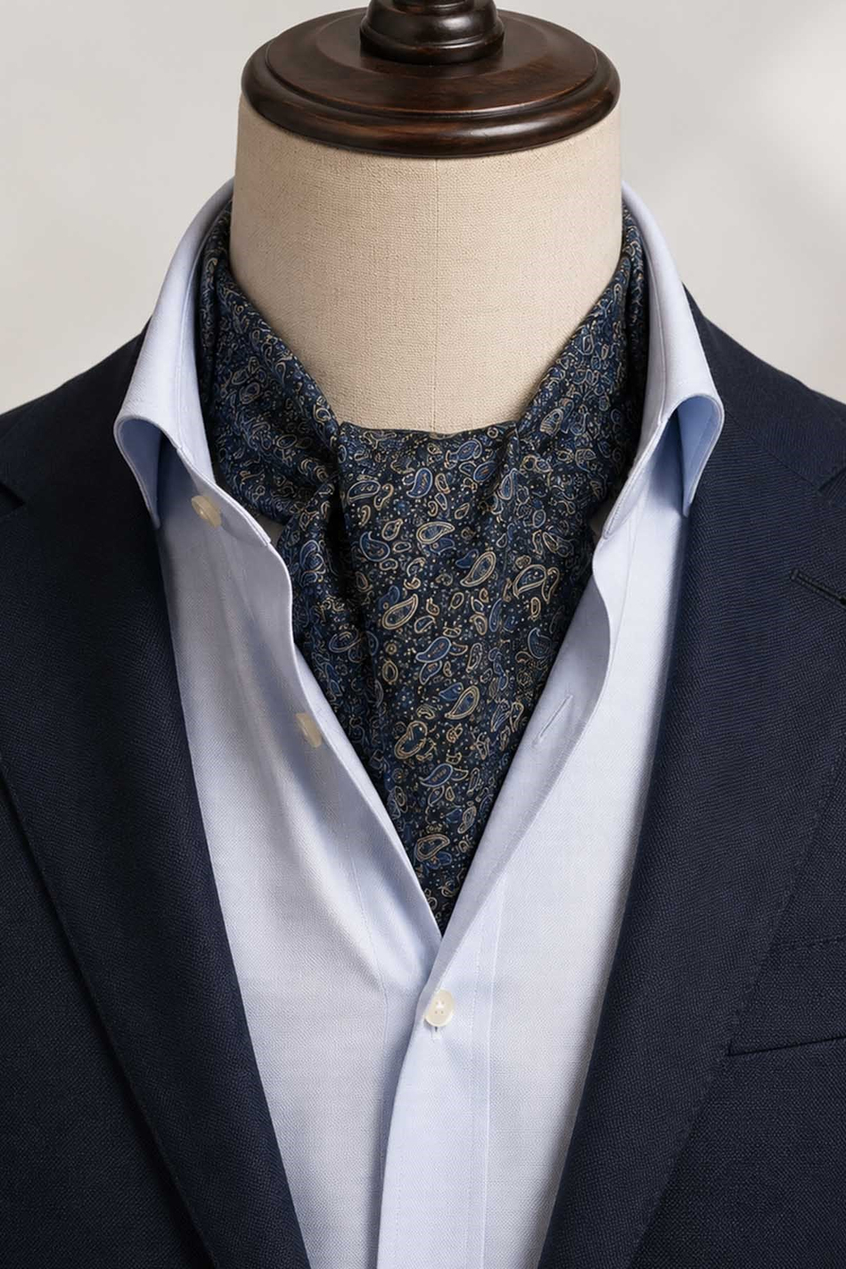 Avcı Yeşili Çok Renkli Şal Desen İtalyan İpek Ascot Kravat SAC151