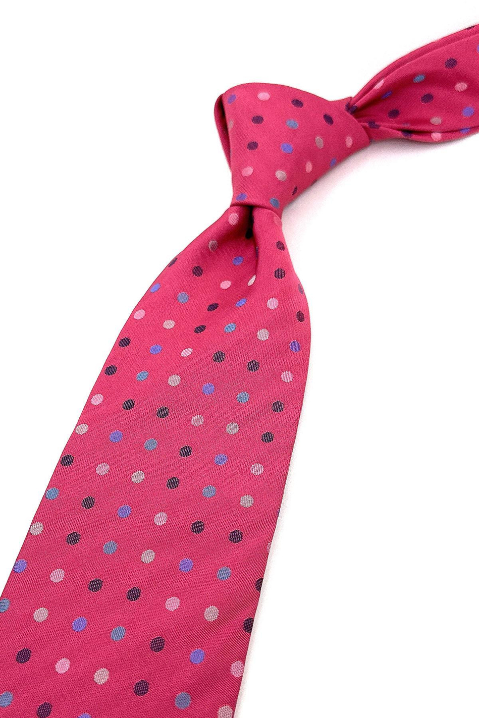 Bagnola Style Pembe Puantiye Desen İpek Kravat İK1432