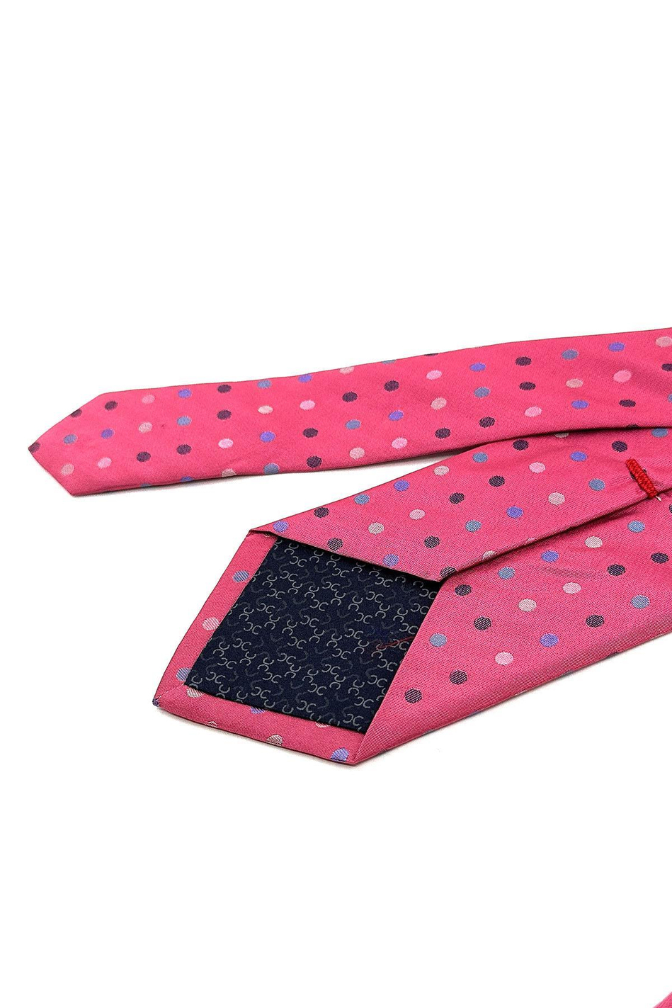 Bagnola Style Pembe Puantiye Desen İpek Kravat İK1432