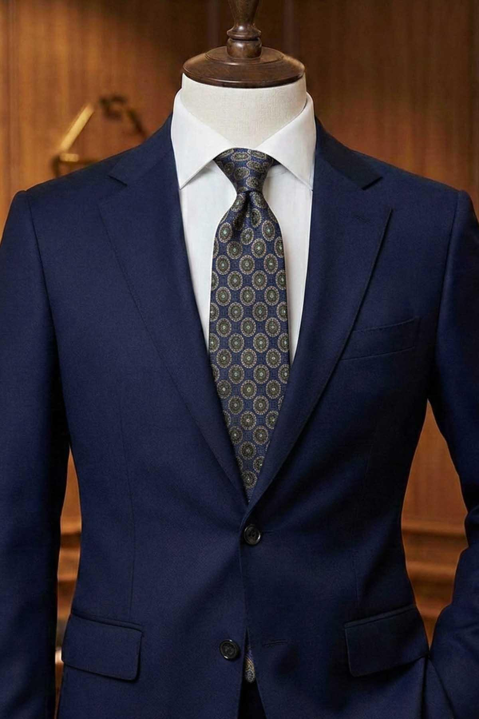 Bedano Style Lacivert Motif Desen İtalyan İpek Kravat İK2232