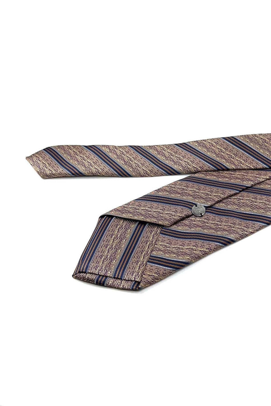 Bej Çizgi Desen Mendilli Klasik Kravat KK13195
