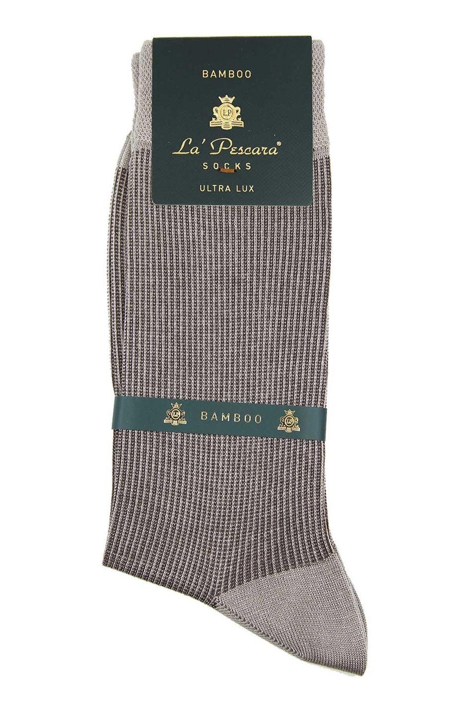 Bej Çizgi Desen Ultra Lüks Bambu Tekli Erkek Çorap CRP307