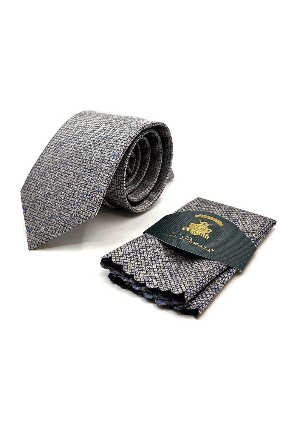 Bej Kare Desen Mendilli Klasik Kravat KK13062