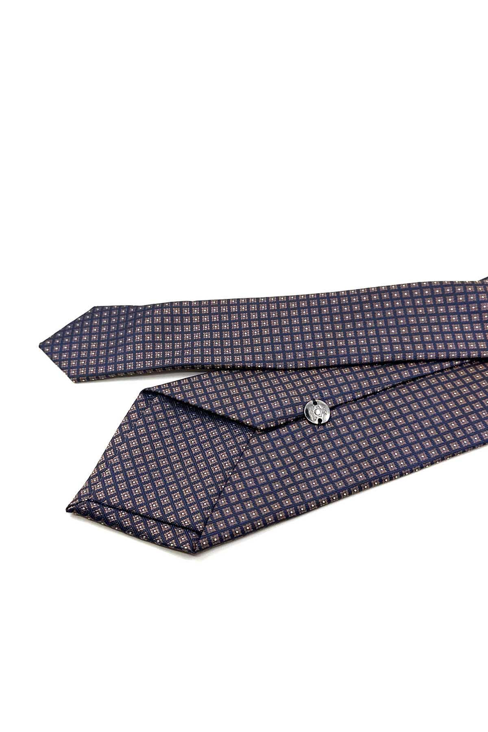 Bej - Lacivert Küçük Desen Mendilli Klasik Kravat KK12382