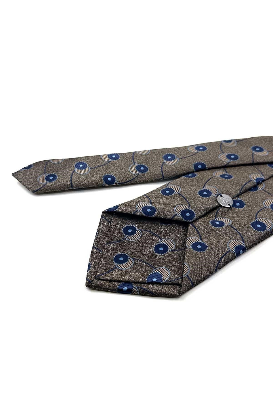 Bej Lacivert Motif Desen Mendilli Klasik Kravat KK13978