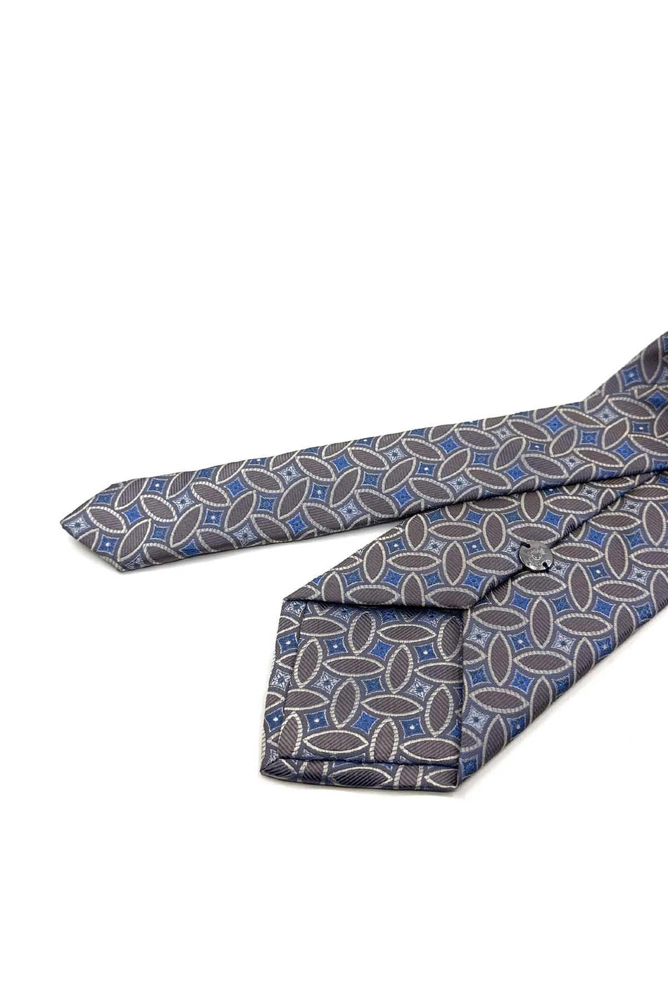 Bej Mavi Motif Desen Mendilli Klasik Kravat KK13987
