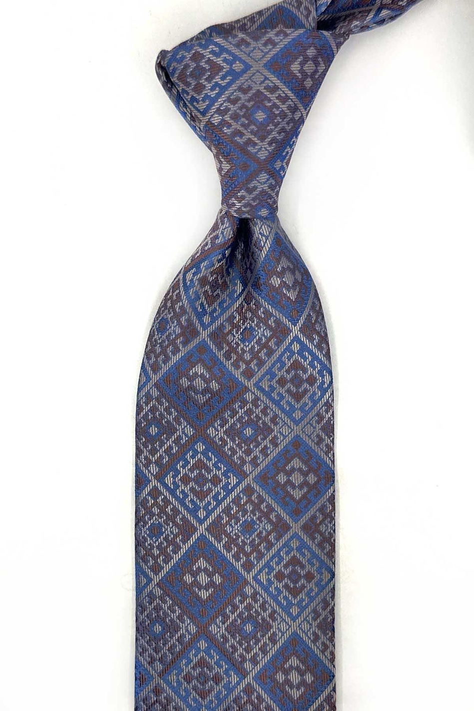 Bej Mavi Motif Kravat PRM152