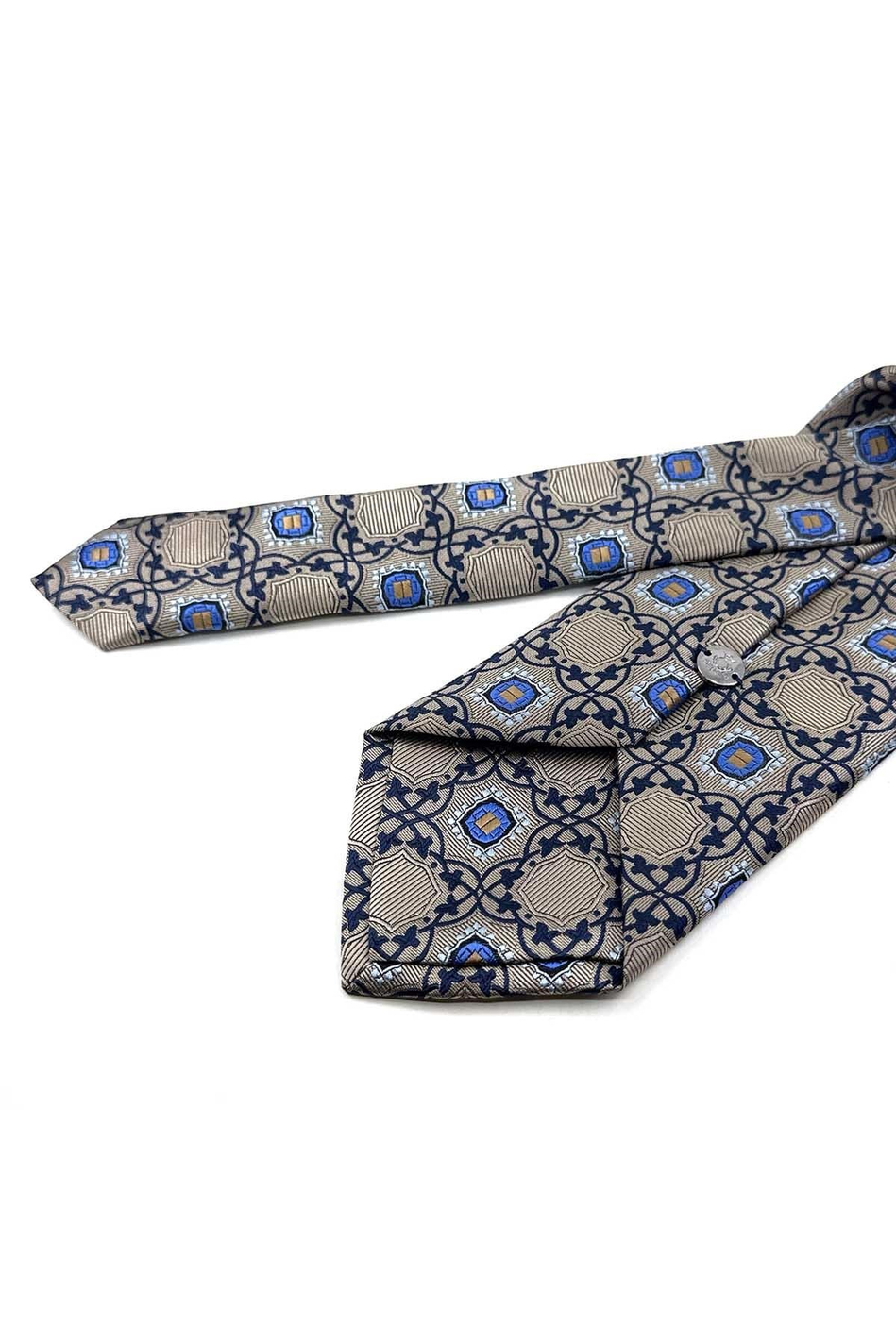 Bej Motif Desen Mendilli Klasik Kravat KK13916
