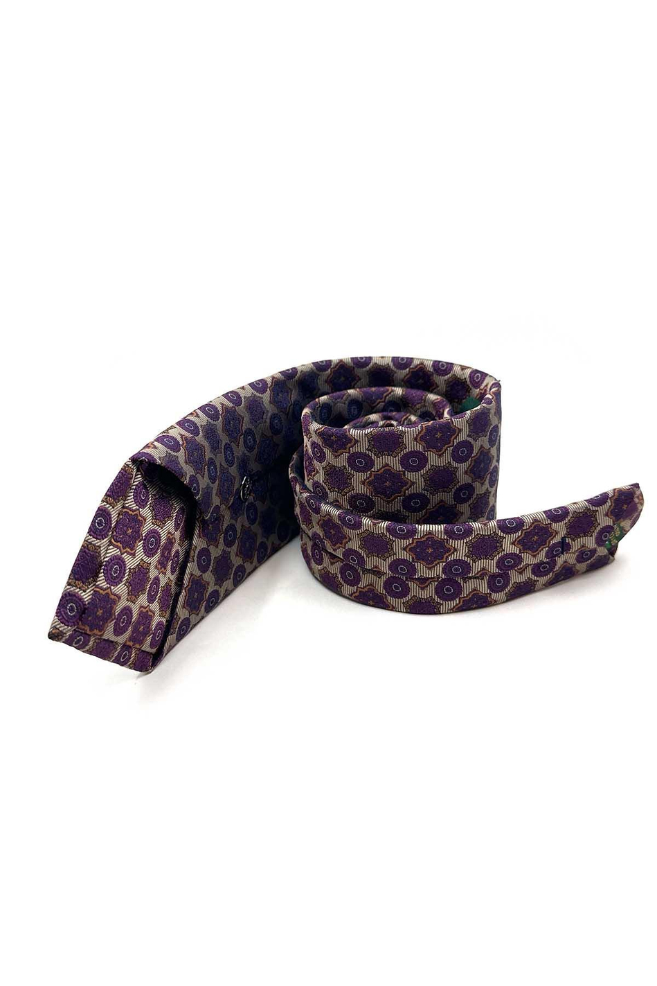 Bej Motif Desen Mendilli Klasik Kravat KK12973