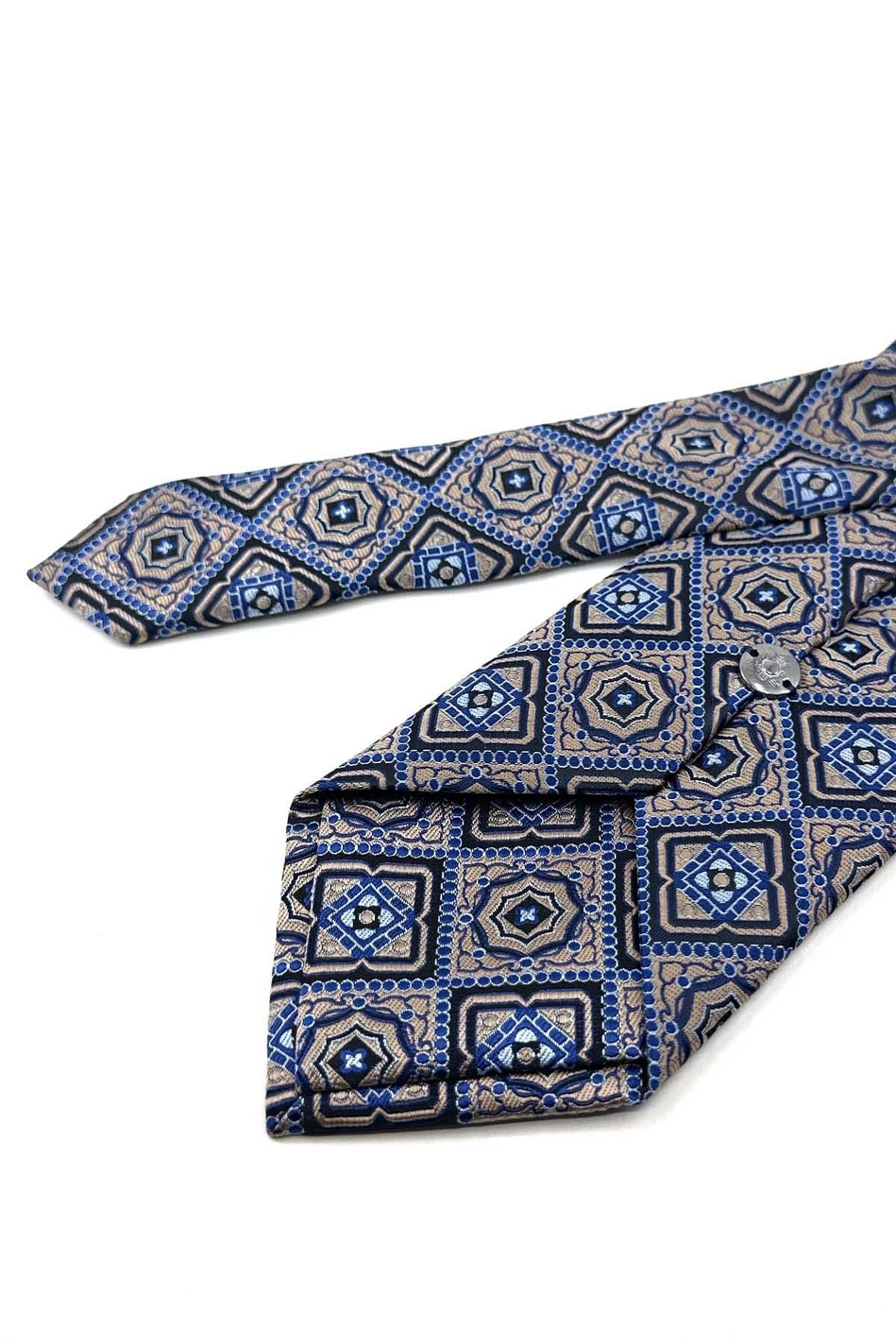 Bej Motif Desen Mendilli Klasik Kravat KK13956