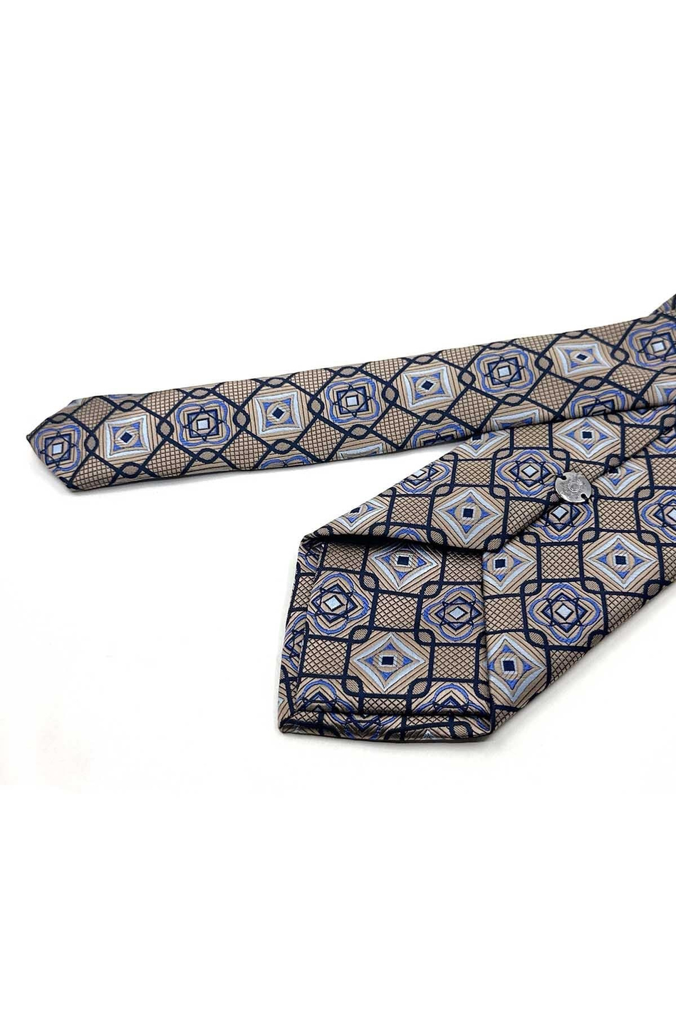 Bej Motif Desen Mendilli Klasik Kravat KK13771