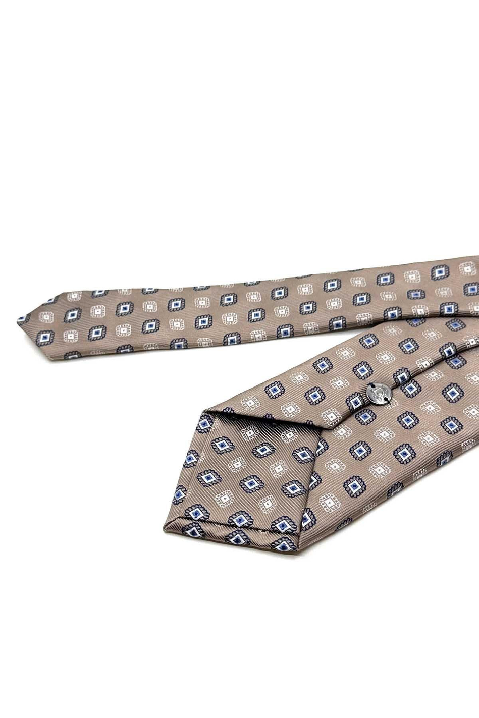 Bej Motif Desen Mendilli Klasik Kravat KK13087