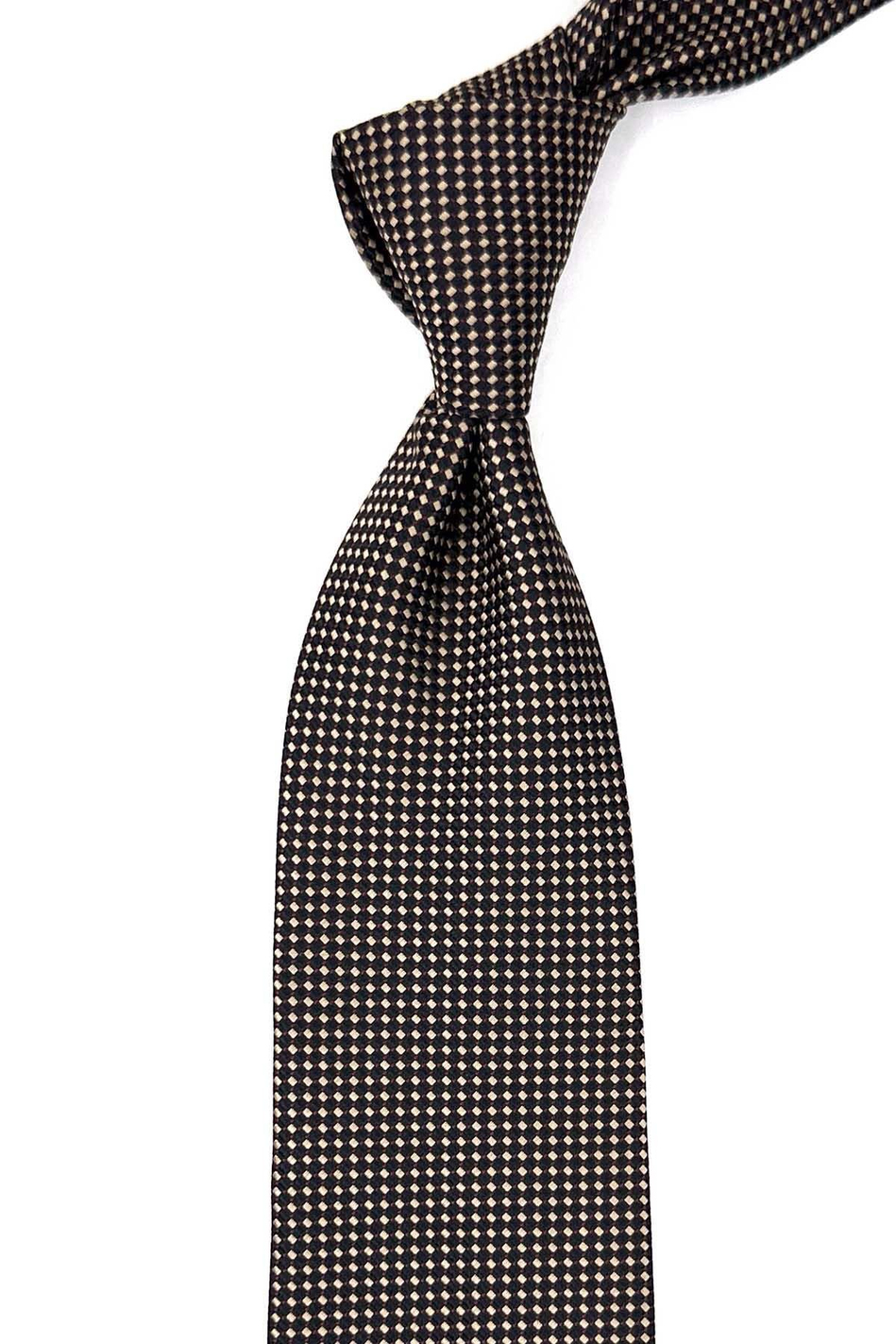 Bej Nokta Desen Mendilli Klasik Kravat KK12562