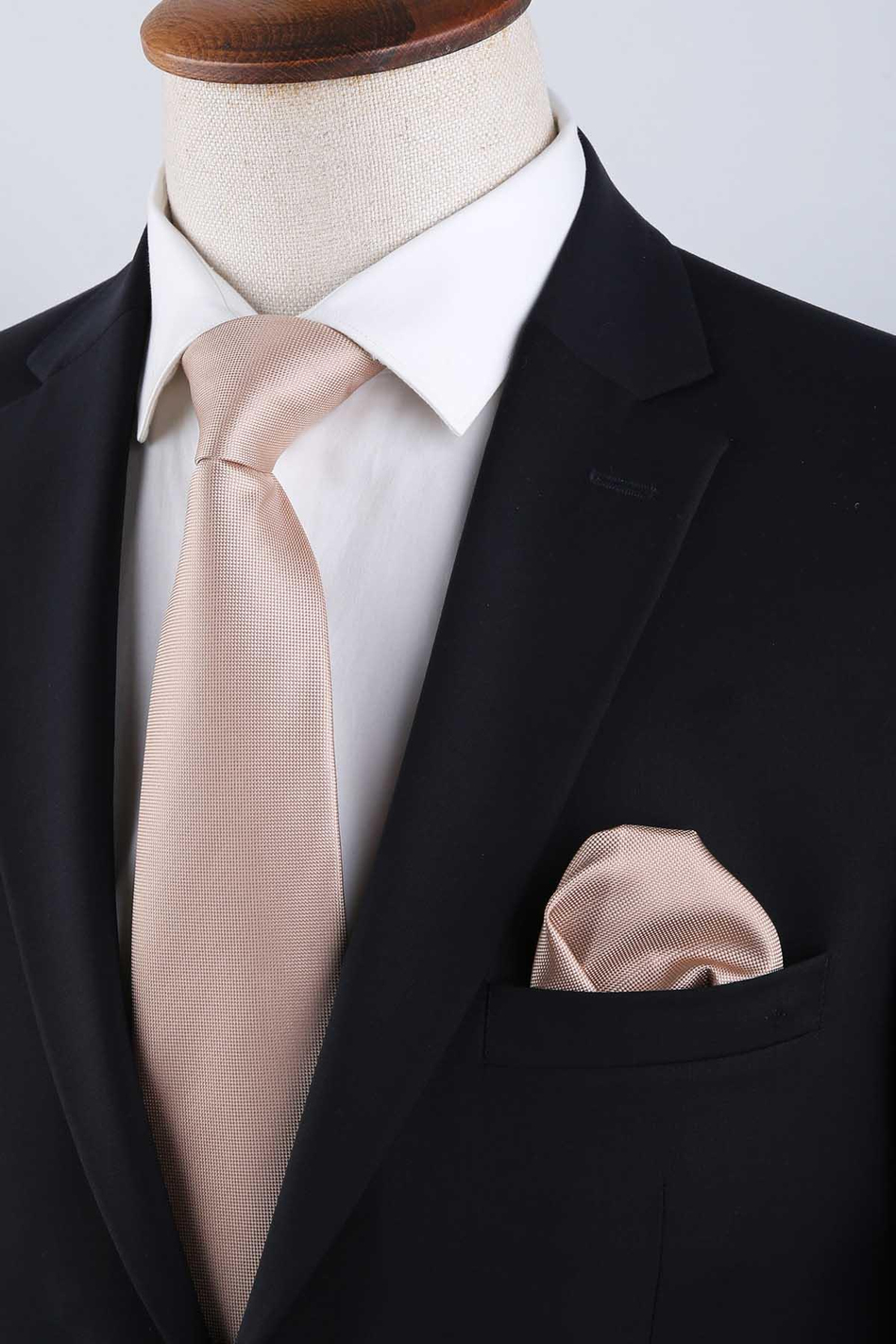 Bej Nokta Desen Mendilli Klasik Kravat KK9203