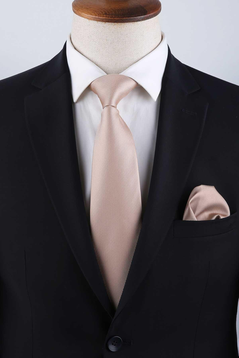 Bej Nokta Desen Mendilli Klasik Kravat KK9203
