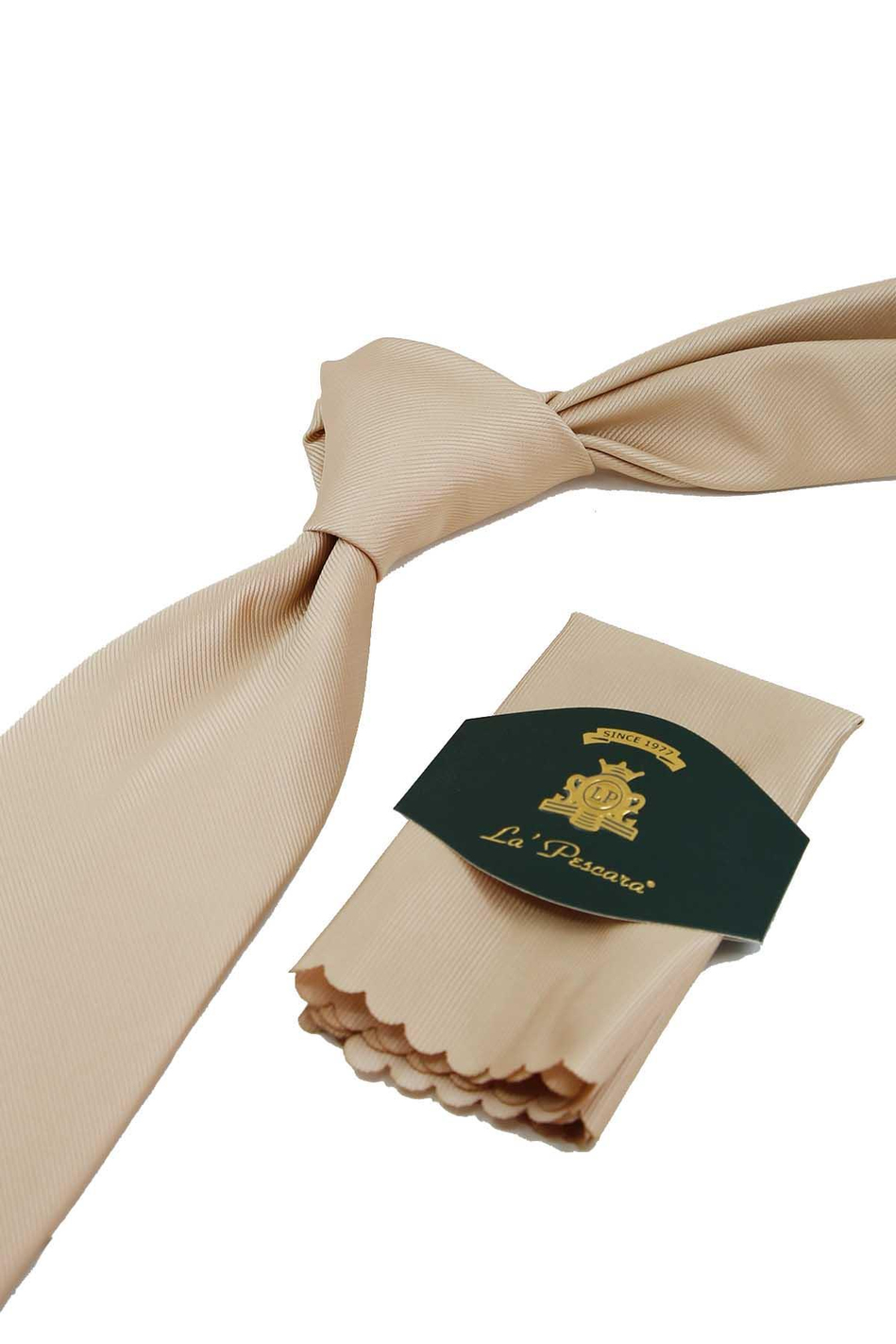 Bej Reps Dokulu Düz Mendilli Klasik Kravat KK13183