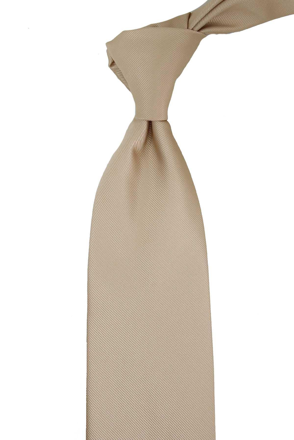 Bej Reps Dokulu Düz Mendilli Klasik Kravat KK13183