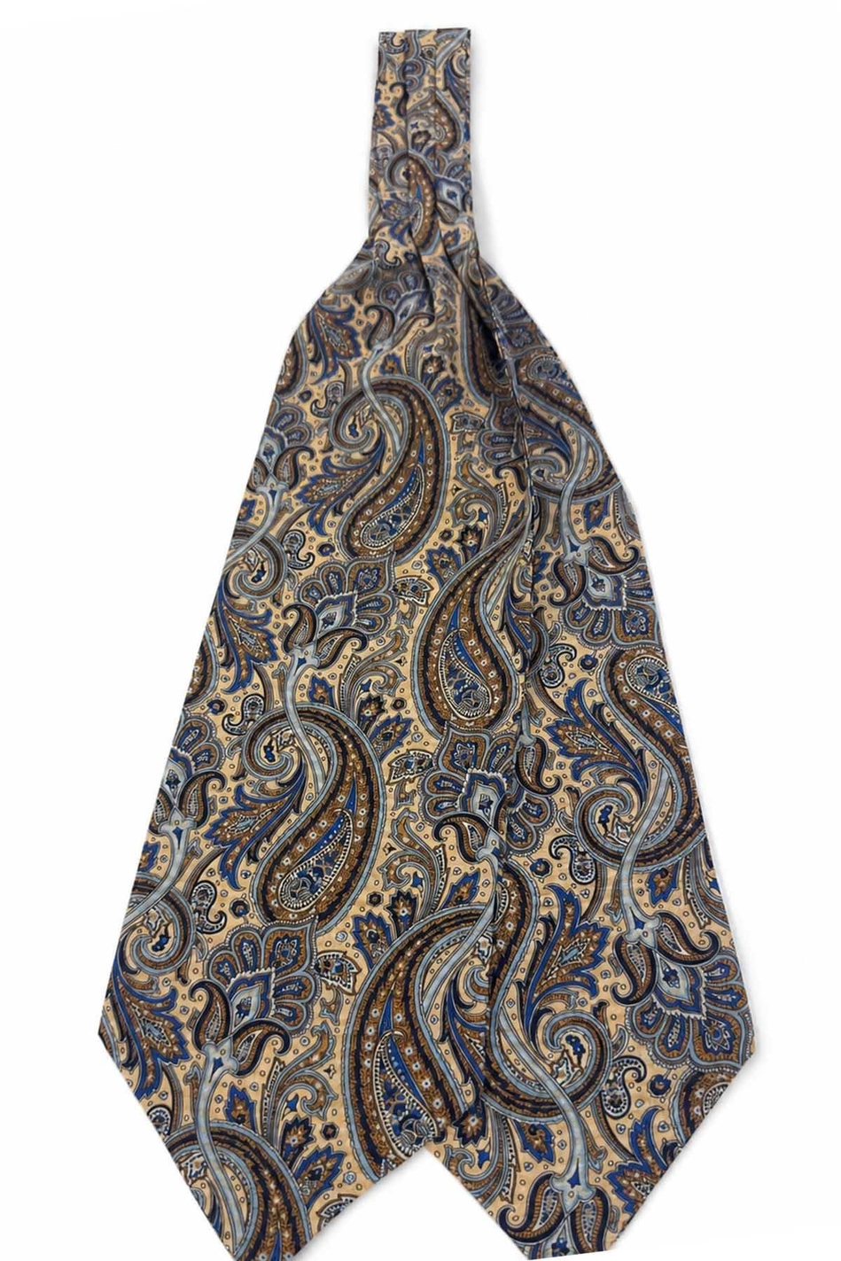 Bej Şal Desen İtalyan İpek Ascot Kravat SAC98