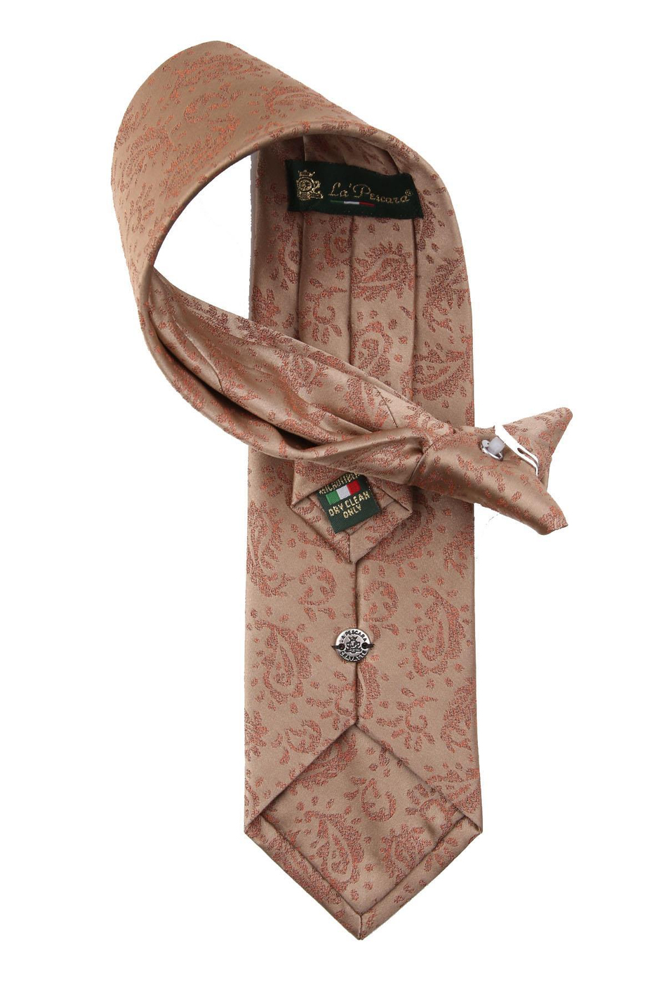 Bej Şal Desen Klipsli Kravat KLP482