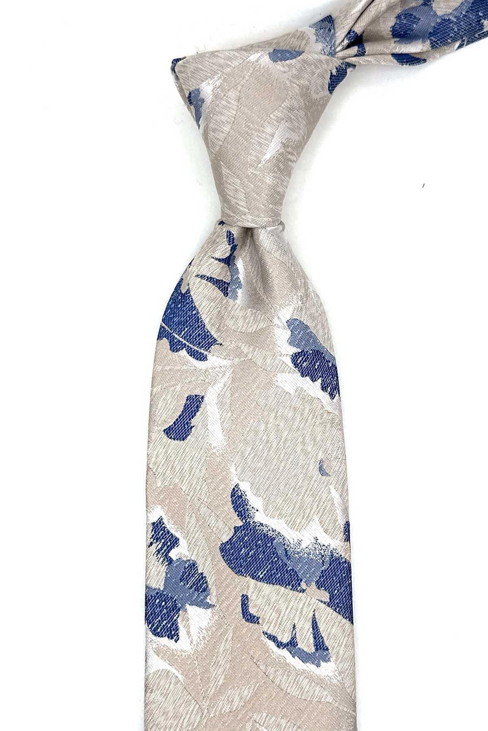 Bej Yaprak Desen Mendilli Klasik Kravat KK13080
