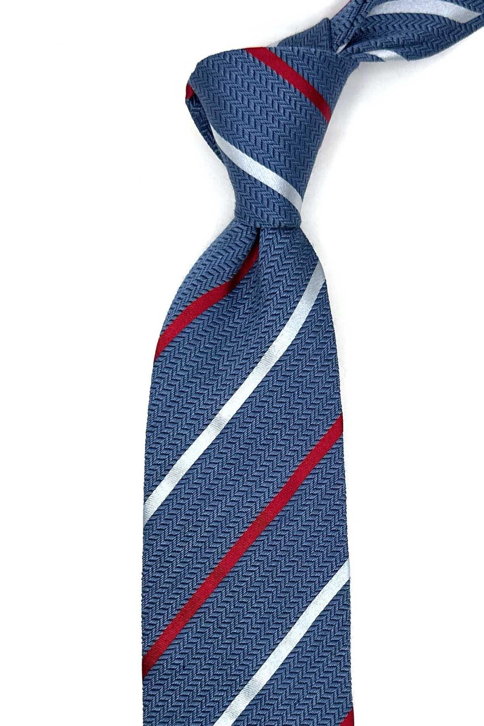 Bellone Style Mavi Çizgi Desen İtalyan İpek Kravat İK1710