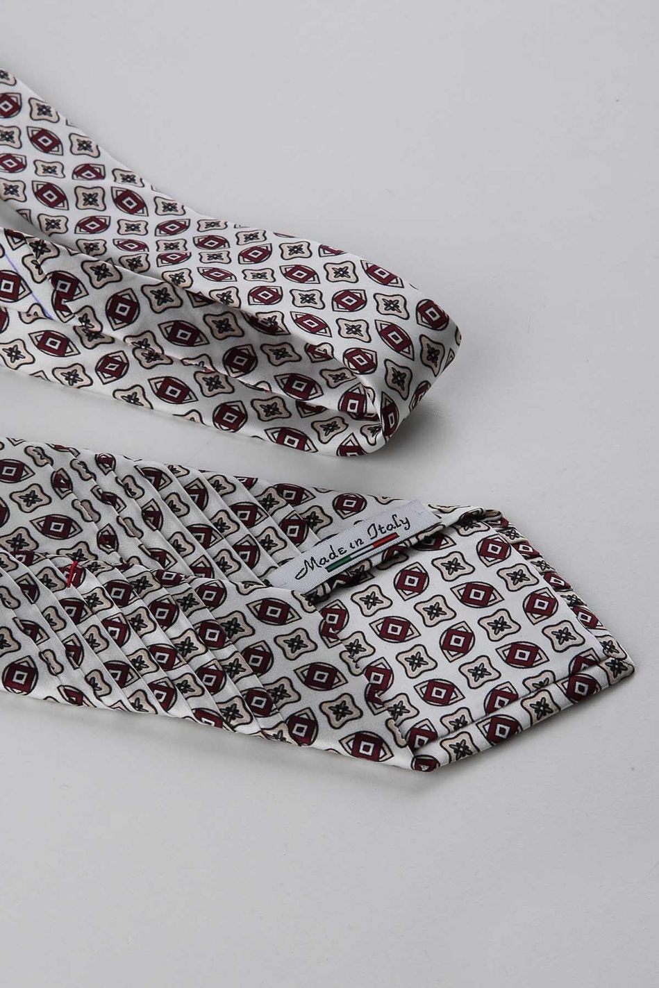 Beyaz Bordo Motif Desen İtalyan İpek Piliseli Kravat EST253
