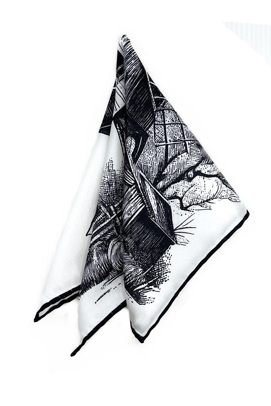 Beyaz Değirmen Motif Erkek Cep Mendili SPS610-90