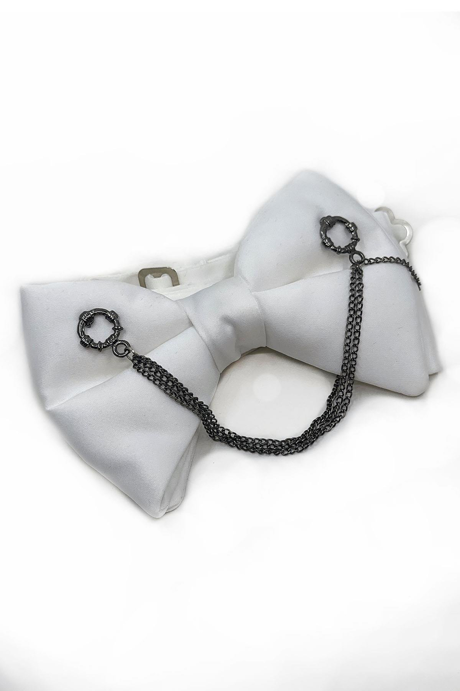 Beyaz Düz Zincirli Damatlık Papyon P1726