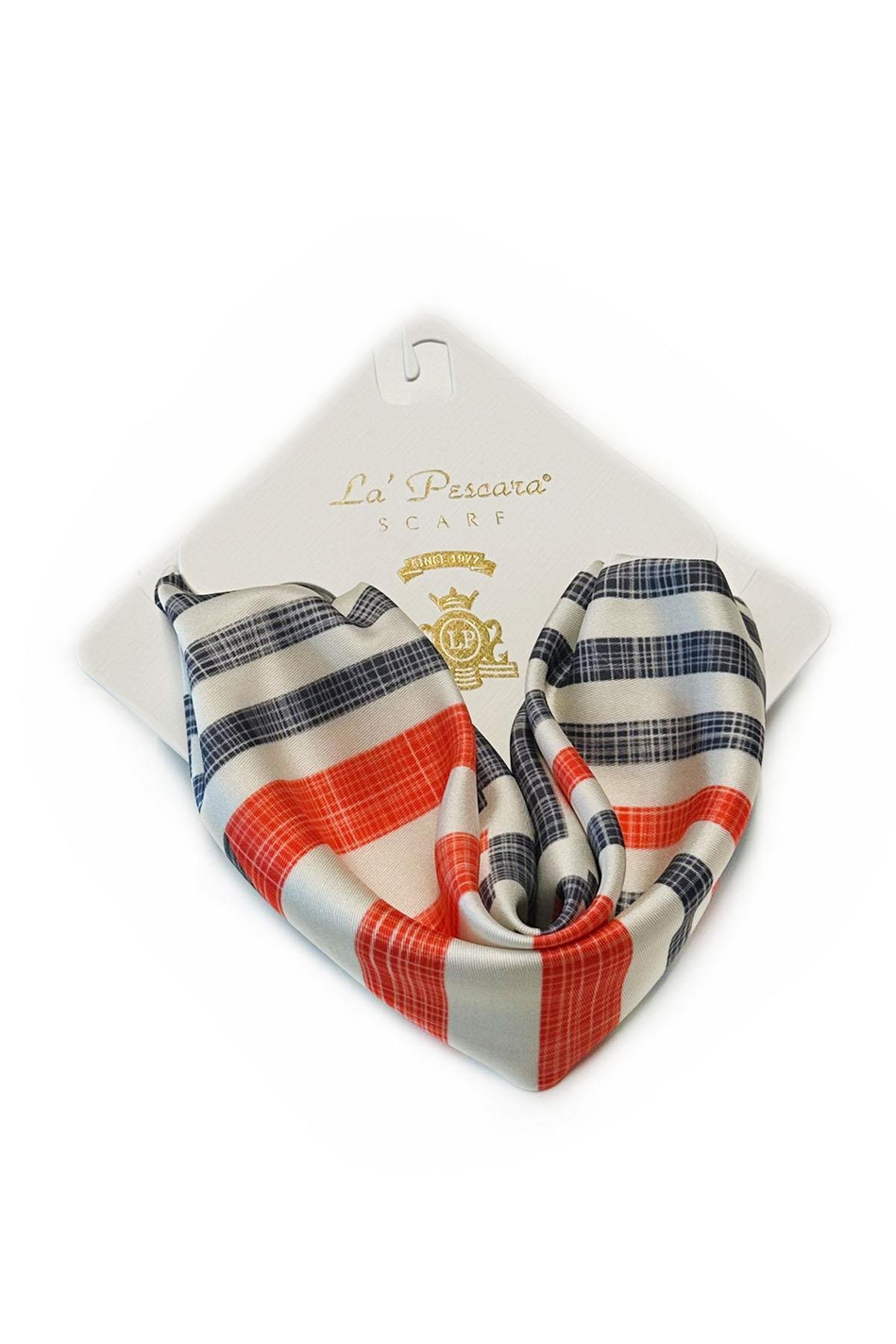 Beyaz - Füme Çizgi Desen Fular Bandana 55-55 cm KDNF25