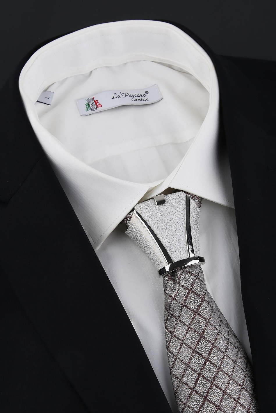 Beyaz - Gold Kravat Düğüm Aksesuarı TKC10