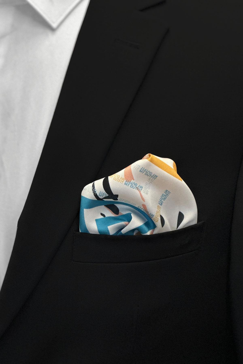 Beyaz Motif Desen Erkek Cep Mendili SPS574-28