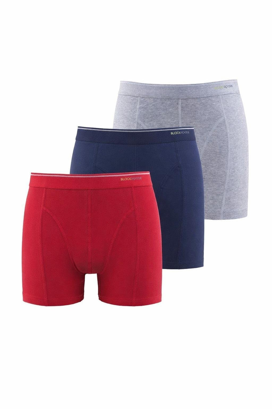 Blackspade 3'lü Paket Tender Cotton Erkek Boxer  9673GLK - Gri Lacivert Kırmızı