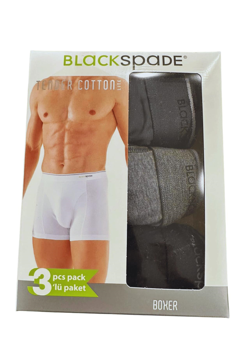 Blackspade 3'lü Paket Tender Cotton Erkek Boxer 9673SAM - Siyah Melanj Antrasit