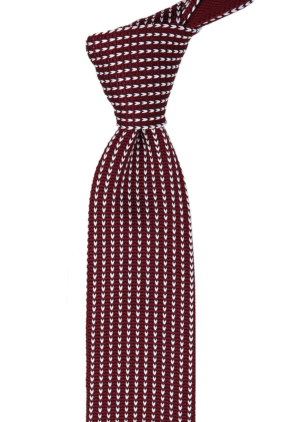 Bordo Beyaz Noktalı Örgü Kravat 8020