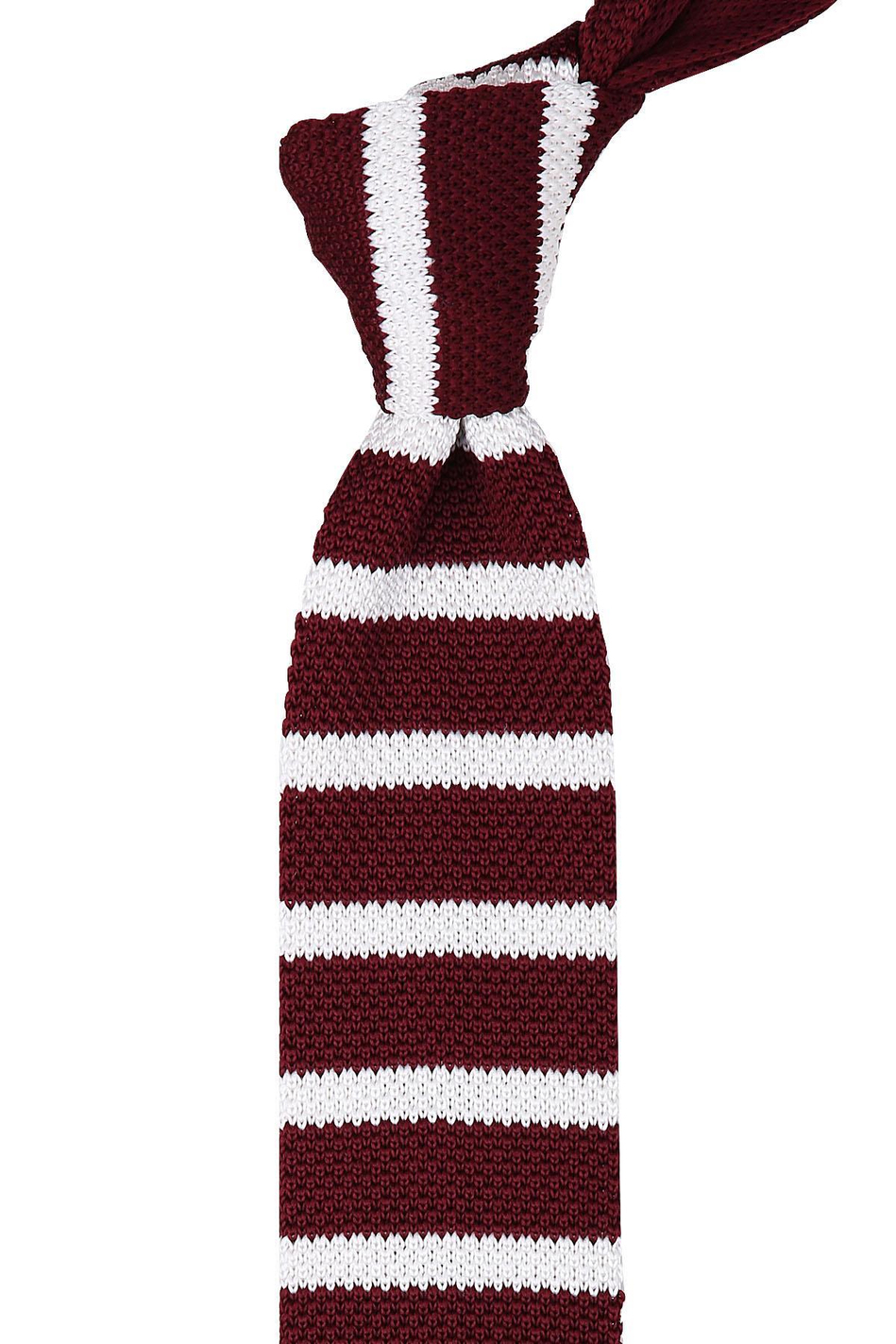 Bordo - Beyaz Örgü Kravat 8244