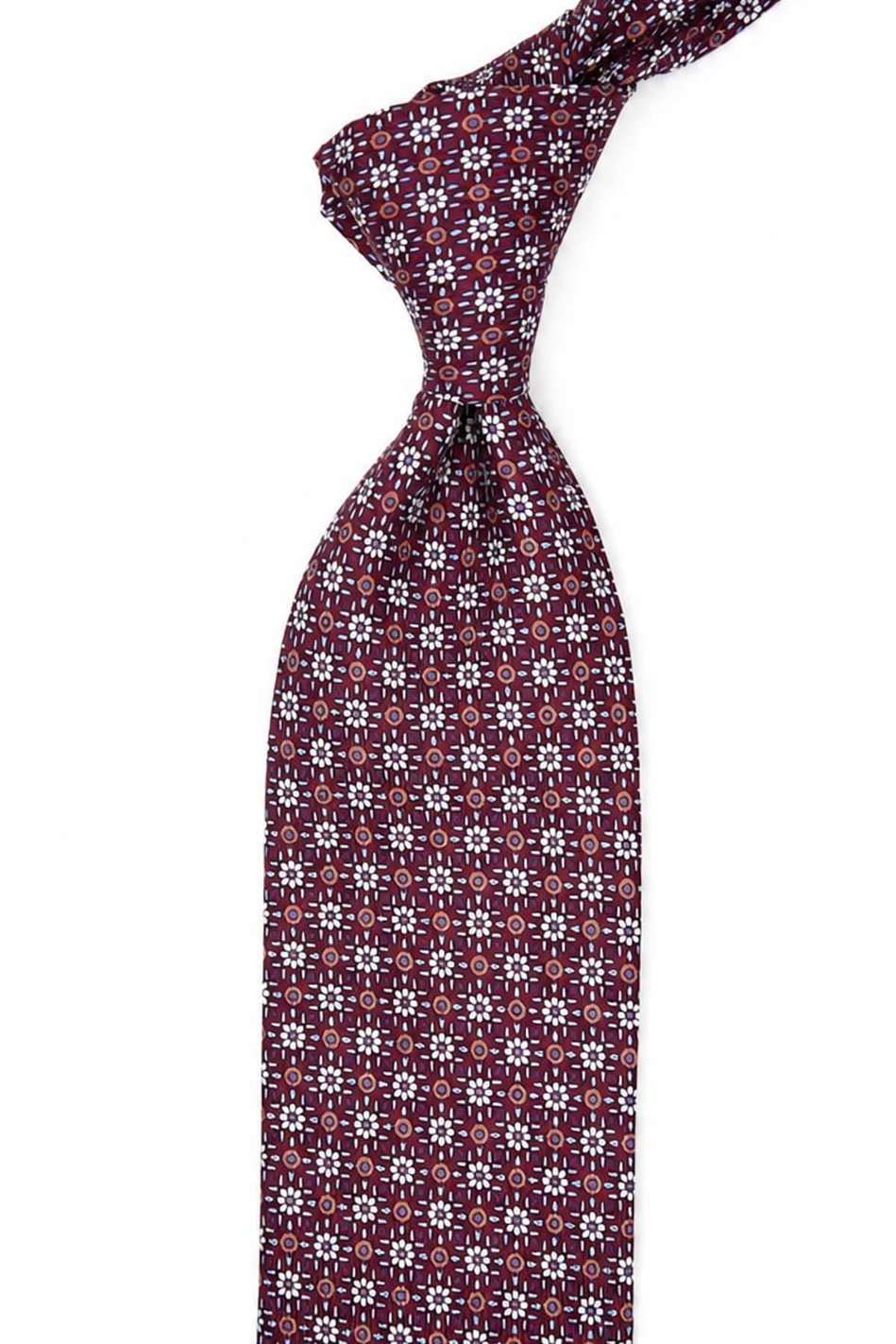 Bordo Çiçek Desen İtalyan İpek Kravat İK2504