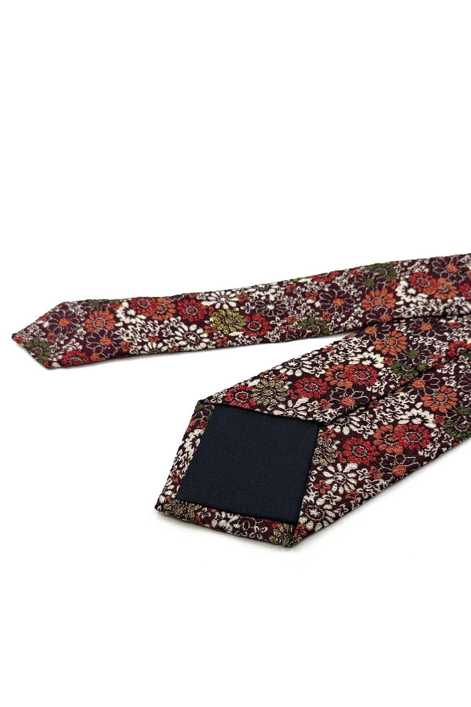 Bordo Çiçek Desen İtalyan Yün İpek Kravat İK2632