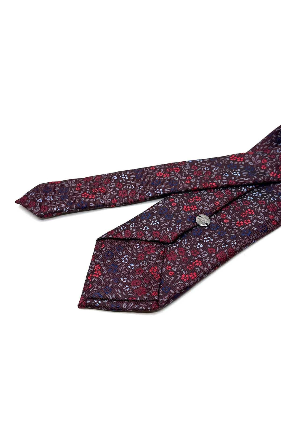 Bordo Çiçek Desen Mendilli Klasik Kravat KK13155