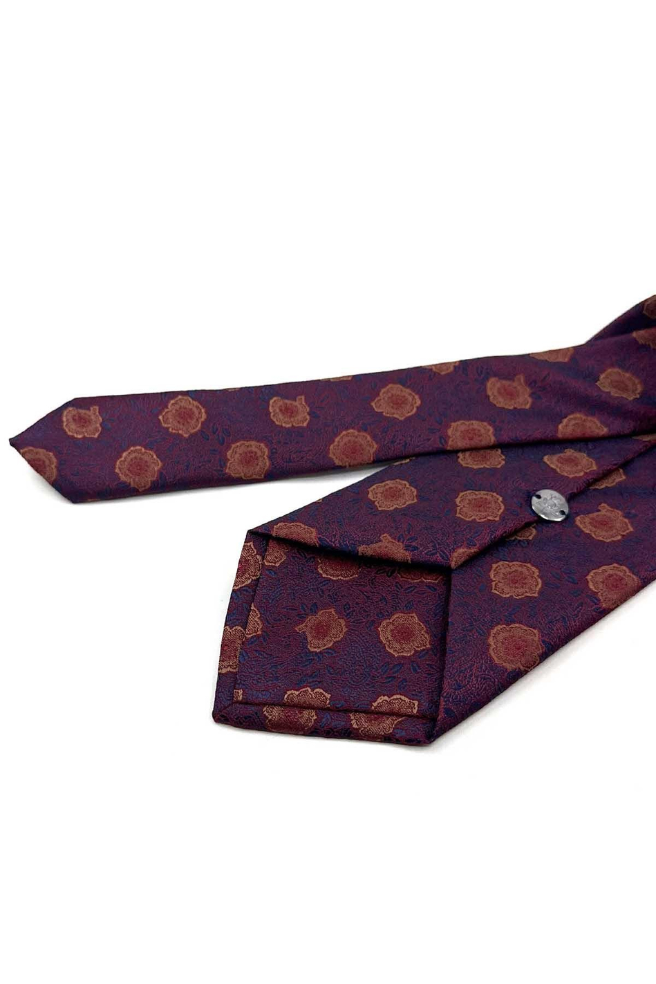 Bordo Çiçek Desen Mendilli Klasik Kravat KK13990