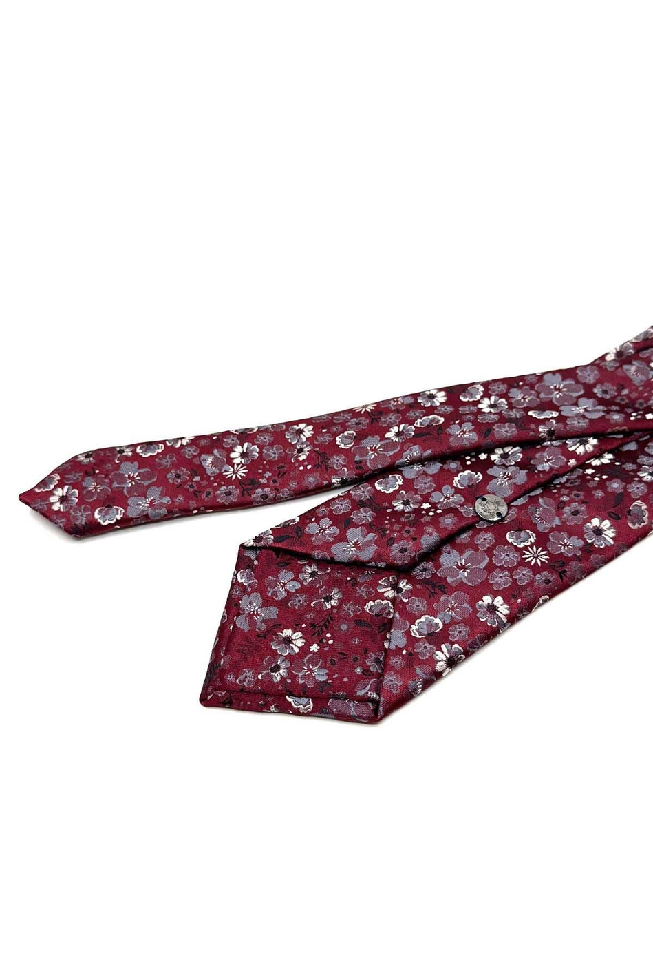 Bordo Çiçek Desen Mendilli Klasik Kravat KK13137